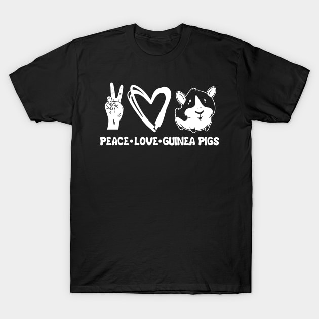 Peace Love Guinea Pig Cavy Roddent T-Shirt by TheTeeBee